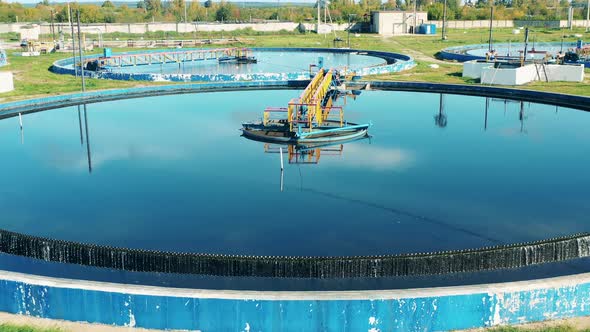 Massive Round Water Reservoir at a Sewage Cleaning Facility