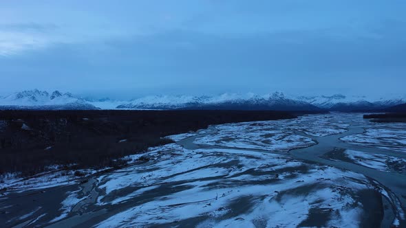 Ruth Glacier Chulitna River and Mountains of Alaska in Winter