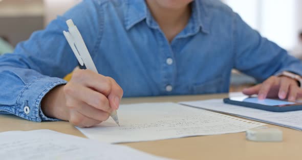 Woman study at library