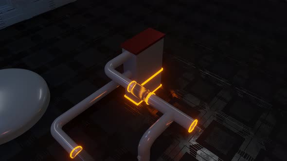 Growing pipes with network structure. Industrial engine room line