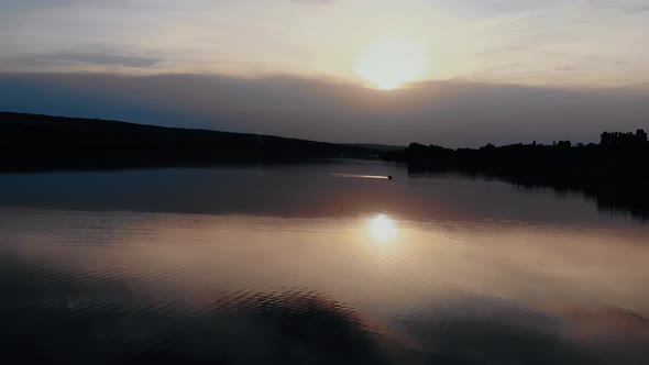 View of a Beautiful Lake at Sunset