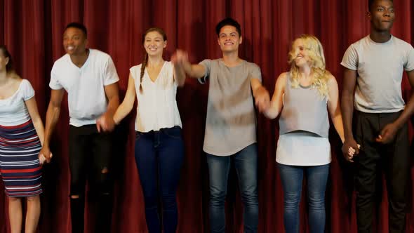 Actors bowing on the stage 4k