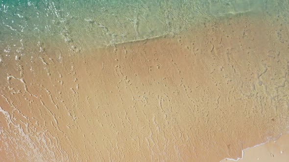 Aerial drone view nature of perfect sea view beach wildlife by aqua blue sea and white sand backgrou