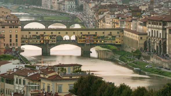 Time Lapse of Florence Ponte Vecchio Bridge, Italy