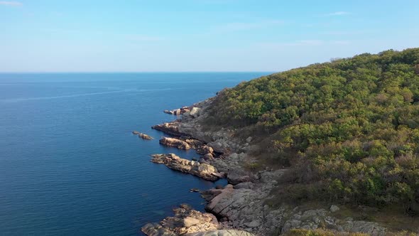 Aerial view to beautiful rocky coast