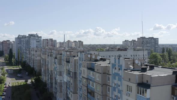 Soviet style architecture. Chernobyl style old building. 