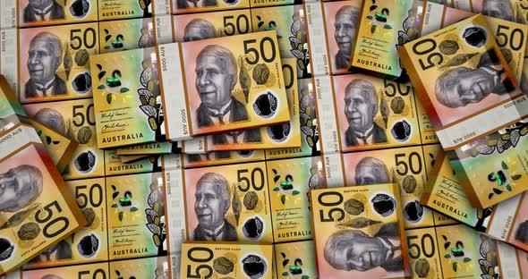 Australian Dollar money banknotes packs surface