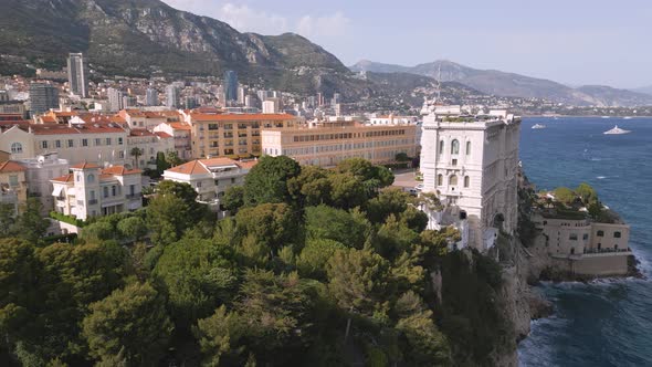 Aerial view of Oceanographic Museum in Monaco, Cote d'Azur (Azure Coast)