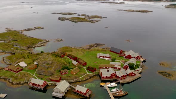 Aerial footage of a small fishing hamlet