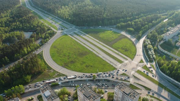 Aerial View of a Car Interchange