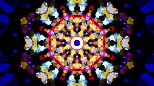 Colorful Stained Glass Kaleidoscope Loop 4K 01