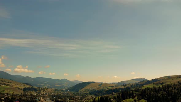 Panorama of a Countryside in Mountains