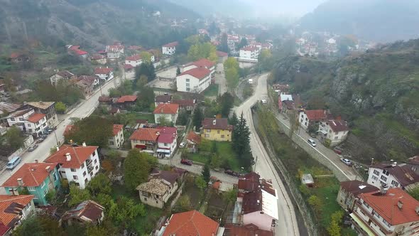 Air Pollution in the Town in Narrow Rocky Valley