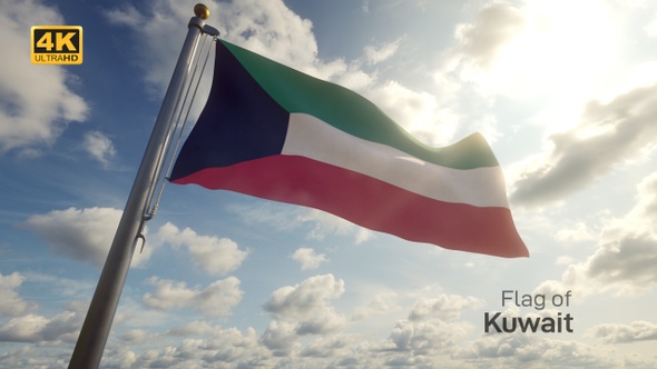 Kuwait Flag on a Flagpole - 4K