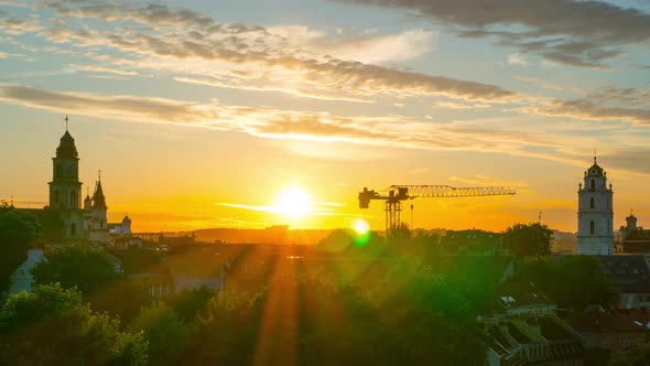 Sunset in the Old Town of Vilnius, Lithuania, time-lapse