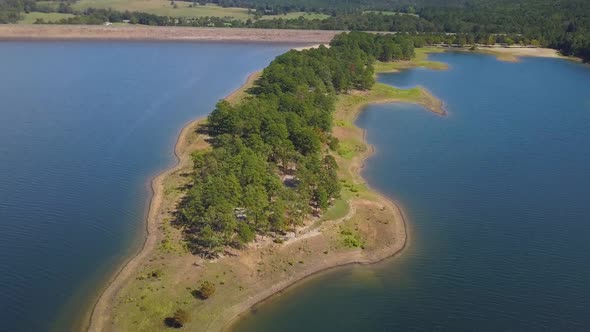 Aerial of Lake Peninsula with Public Campgrounds