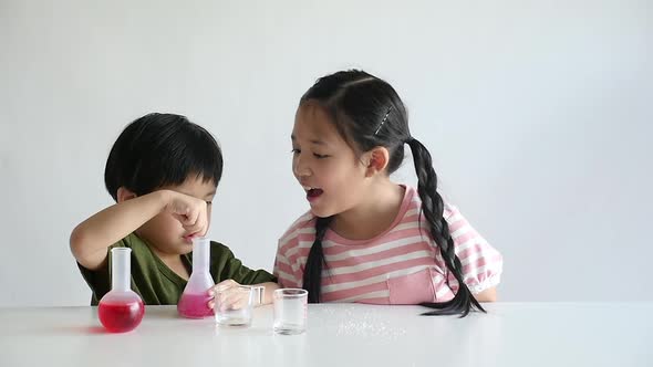 Asian Children Play Science Experiments