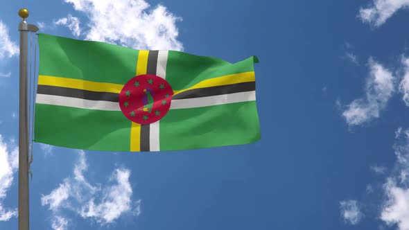 Dominica Flag On Flagpole