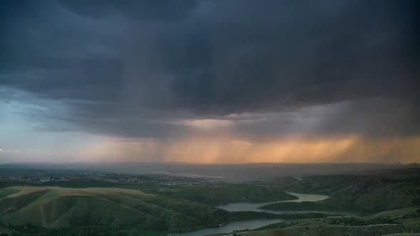 8K Storm Clouds and Rain at Sunset