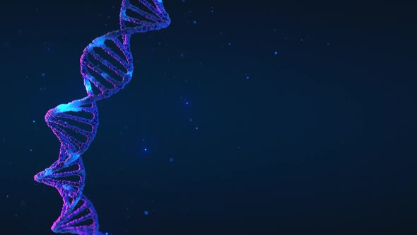 3D Rendered Neon DNA Molecule Looped Animation alt
