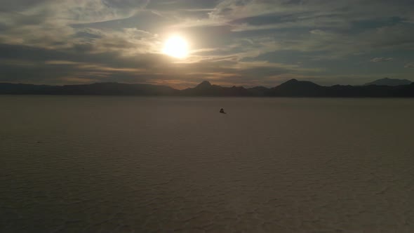 Lonely Car On Bonneville Salt Flats