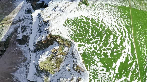 Majestic aerial view of Seceda peak in South Tyrol, Dolomites