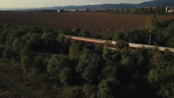 Drone above the train