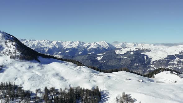 La Plagne Aerial View in the French Alps in France