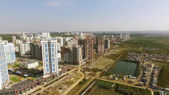 Aerial view of the construction new modern district of the city 05