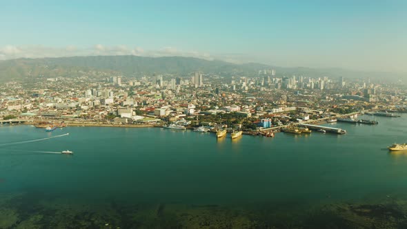 Modern City of Cebu with Skyscrapers and Buildings, Philippines.