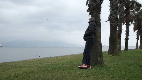 Thoughtful Man In Park