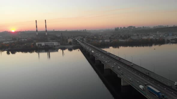 Tilt View of the South Bridge in Kiev