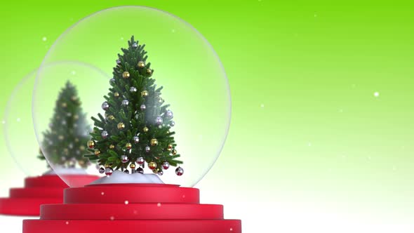 Christmas Snow Globe With Green Background