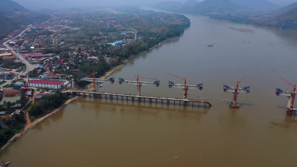 Aerial View Of Laos-China Railways Under Construction