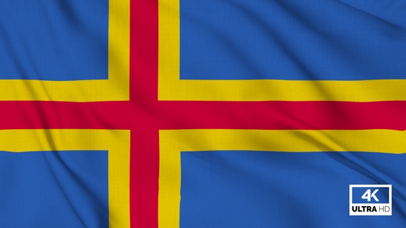 Aland Flag Waving Slowly Looped