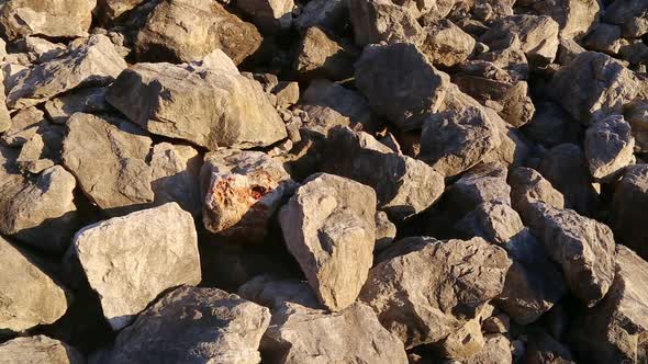 Stone and rock - close up. Heap of of crushed pieces used as natural building material