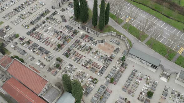 Cemetery Aerial View Cloudy Winter alt