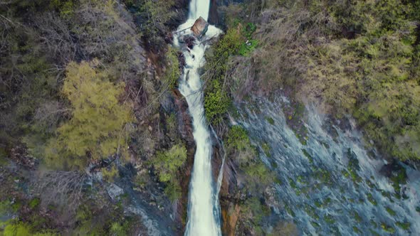 Aerial View of a Mountain Narrow River in Kazbegi Georgia Caucasus