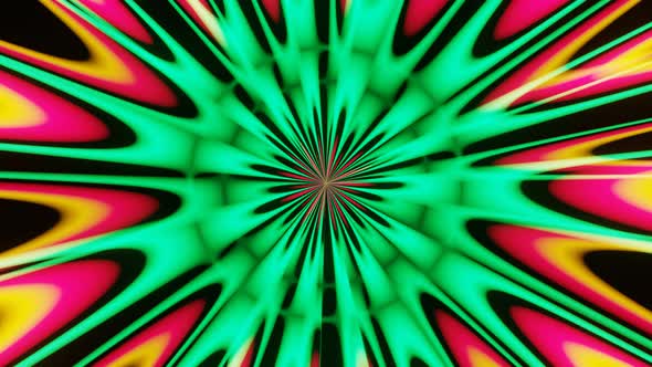 Rotation of Divergent Abstract Rays of Green and Yellow Colors