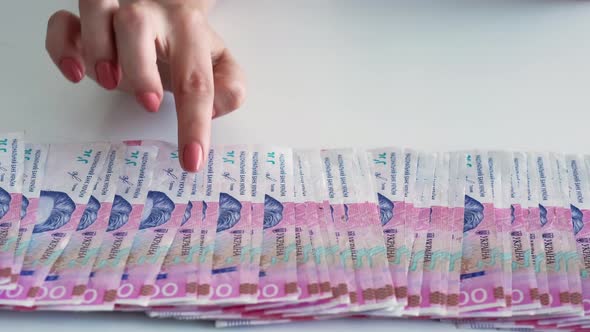 Money Savings Ukrainian Hryvnia Hand Counting Cash