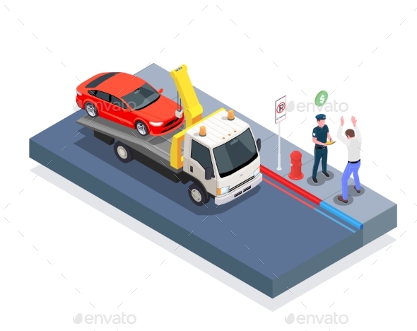 Car Evacuation Isometric Design Concept