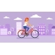 Girl Rides Bicycle on the Cityscape Background - GraphicRiver Item for Sale