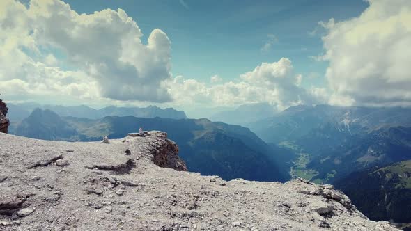 Breathtaking Aerial View From the Top of Piz Boe Mountain in Dolomites