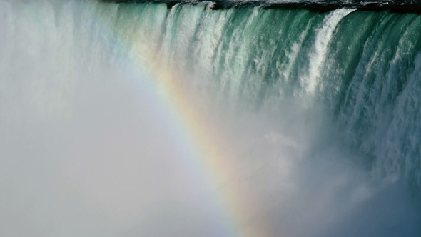 Horse shoe at Niagara Falls with rainbow