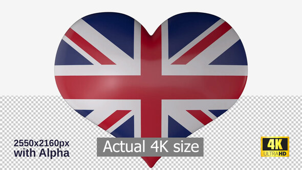 United Kingdom Flag Heart Spinning