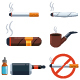 Cigar, Cigarette, Jamb, Wooden Pipe And Electronic Сigarette Vector Set - GraphicRiver Item for Sale