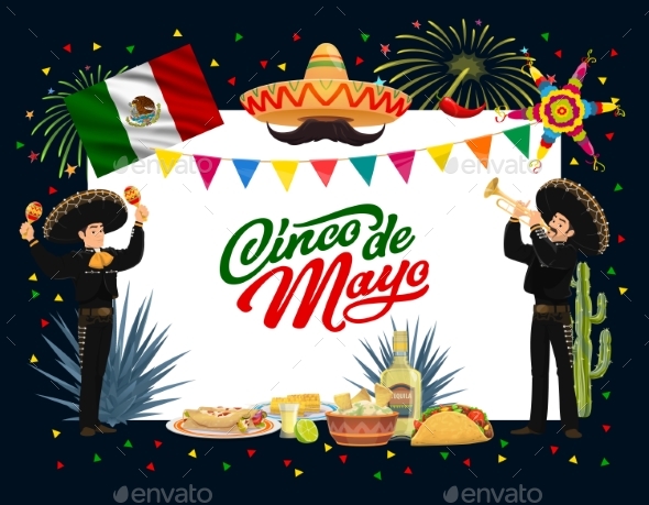 Mexican Cinco De Mayo Holiday Food and Mariachi
