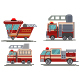 Red Cartoon Fire Engine Vector Set - GraphicRiver Item for Sale