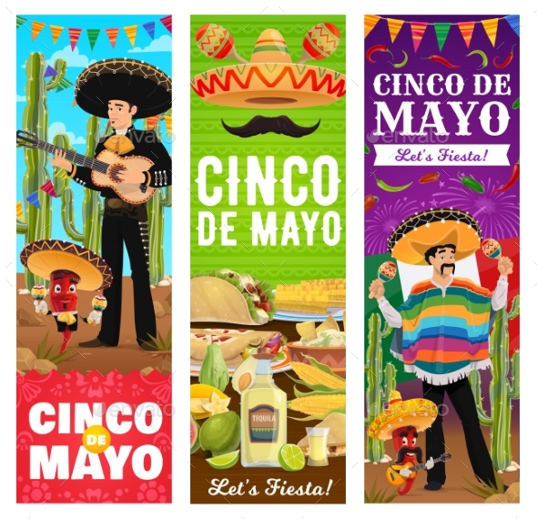 Cinco De Mayo Mexican Holiday Fiesta Party Banners