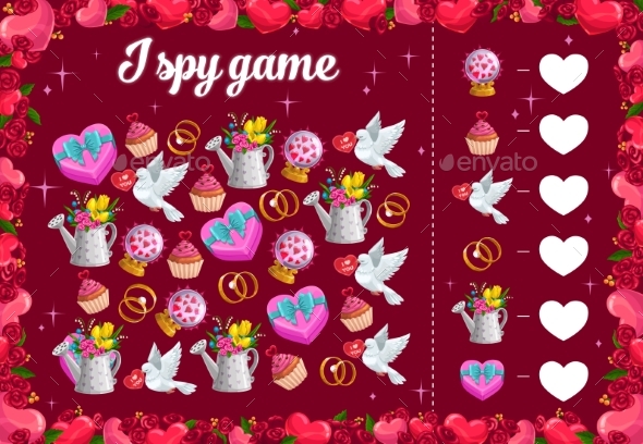I Spy Kids Game with Valentines Day Items Riddle